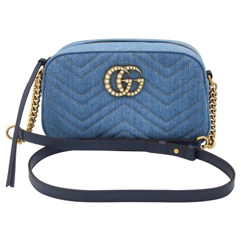 gucci denim marmont backpack|Gucci Marmont large camera bag.